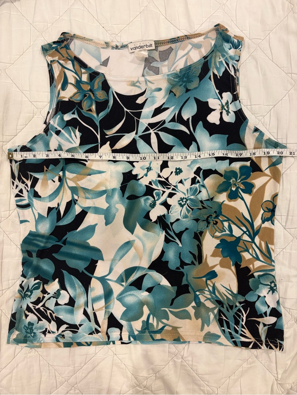 Gloria Vanderbilt Teal Black Floral Tank - Picture 3 of 5